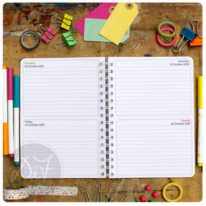 2025 A4/A5 2 days per page personalised diary